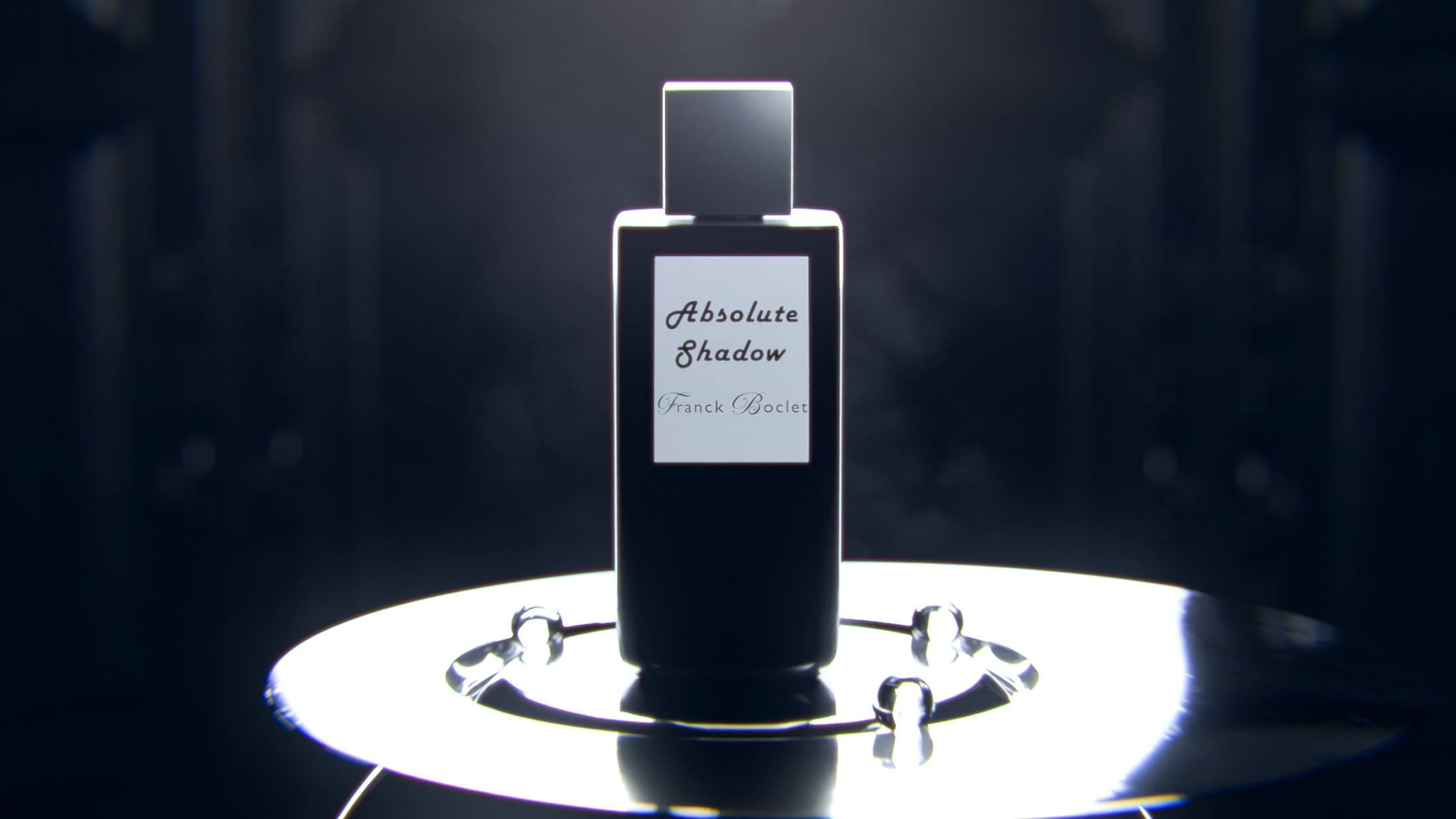 A sleek perfume bottle with a modern label, highlighted by dramatic lighting for high-end branding appeal.