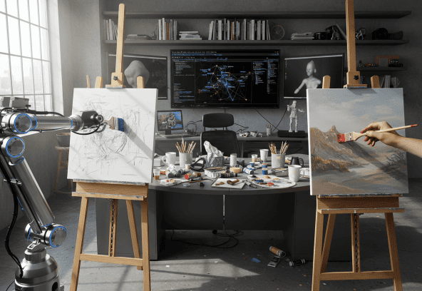 High-tech art and robotics studio for digital and traditional artists.