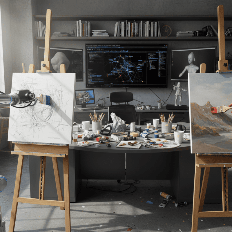 High-tech art and robotics studio for digital and traditional artists.